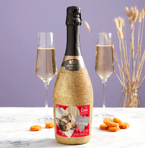 From The Pet Valentines Photo Upload Gold Glitter Prosecco
