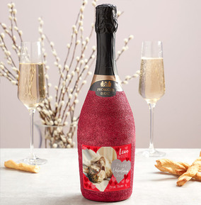 From The Pet Valentines Photo Upload Pink Glitter Prosecco