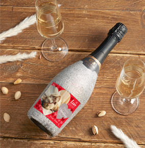 From The Pet Valentines Photo Upload Silver Glitter Prosecco