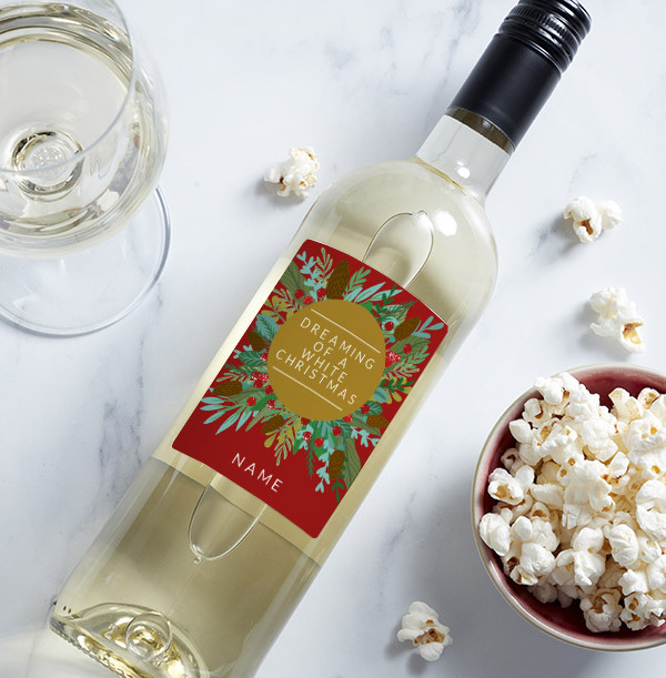 Dreaming Of A White Christmas Personalised White Wine