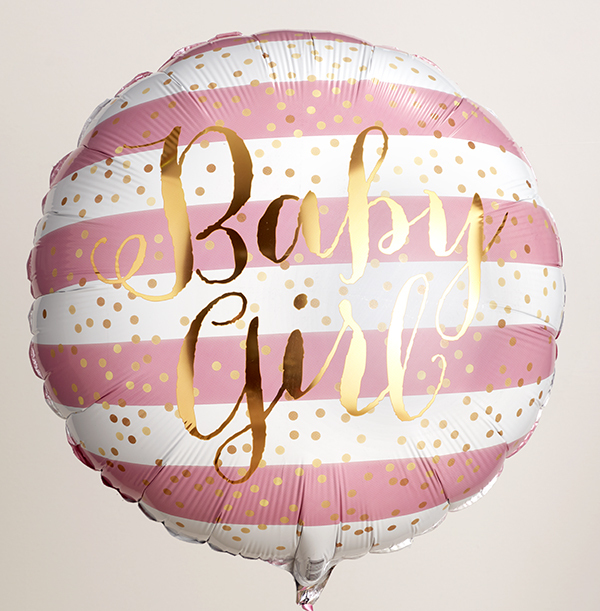 Baby Girl Gold Script Balloon | Funky Pigeon