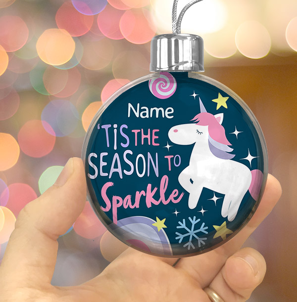 Unicorn Personalised Bauble - Season To Sparkle