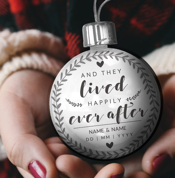 Happily Ever After Personalised Wedding Bauble