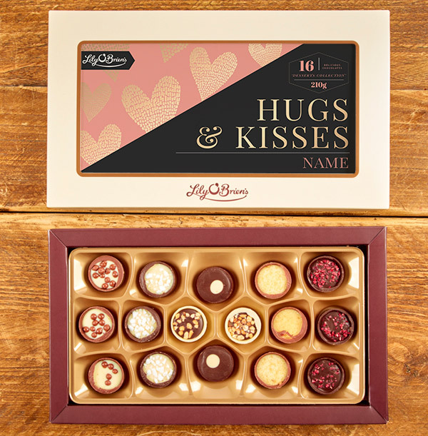 Personalised Hugs & Kisses Chocolates - Box of 18 - SHORT DATED 28/02/2023