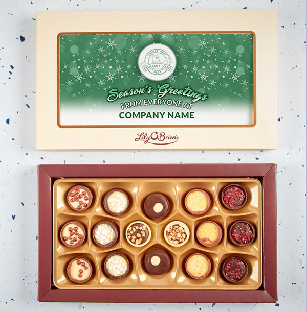 Company Christmas Logo Chocolates - Green - Box of 18
