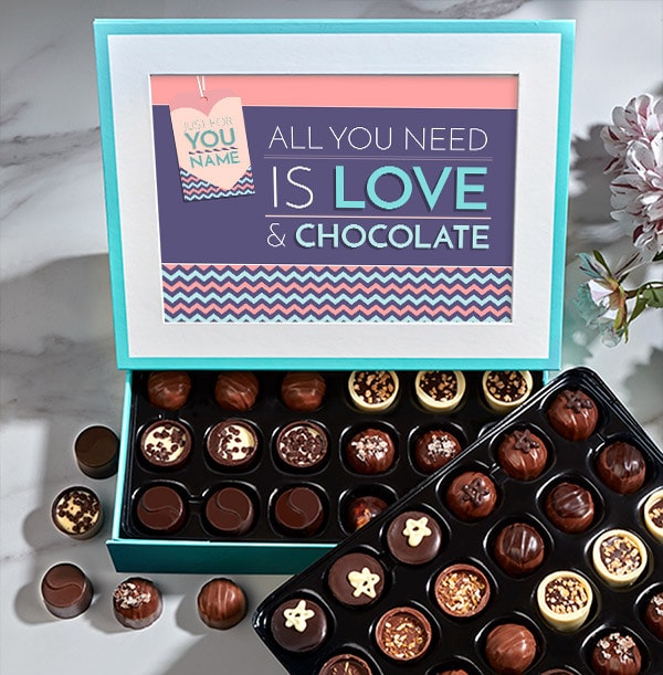 Personalised All You Need Is Love Chocolates - Box of 60 - SHORT DATED 30/06/2023