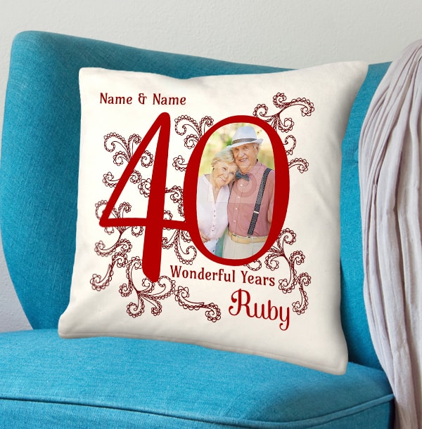 40th Ruby Wedding Anniversary Cushion
