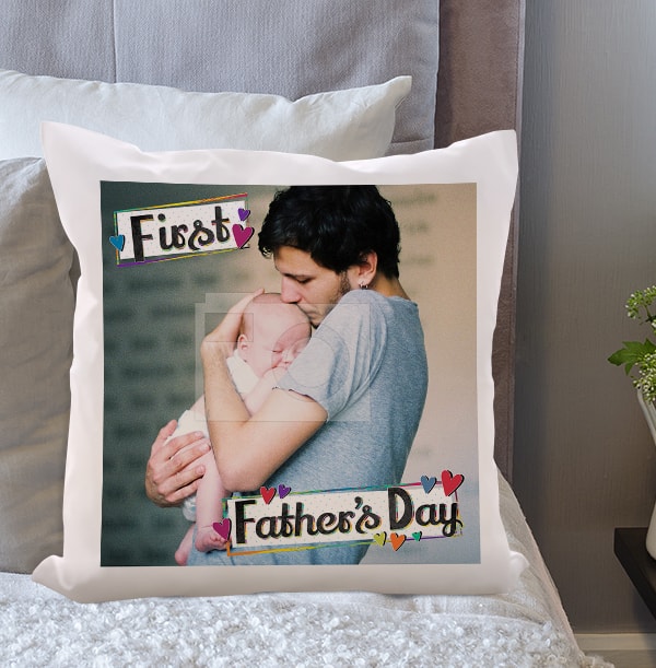 First Father's Day Photo Cushion