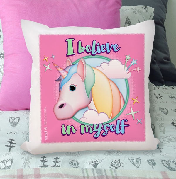 Unicorn Emoji Personalised Cushion