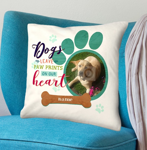 Paw Prints On Our Heart Photo Cushion