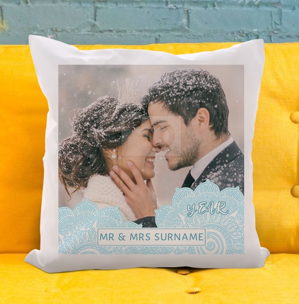 Mr & Mrs Snowflake Photo Cushion