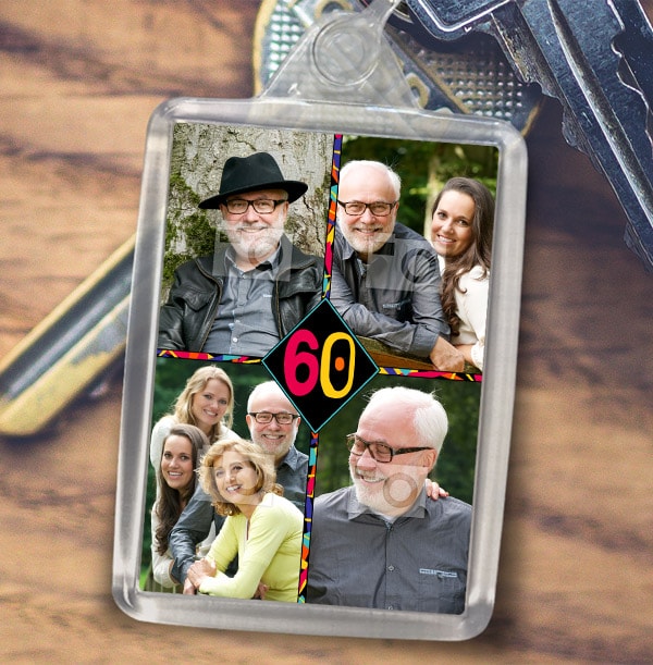 60th Birthday Photo Collage Keyring