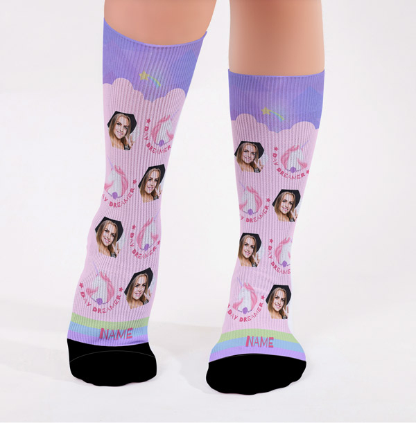 Personalised Unicorn Dreamer Photo Socks