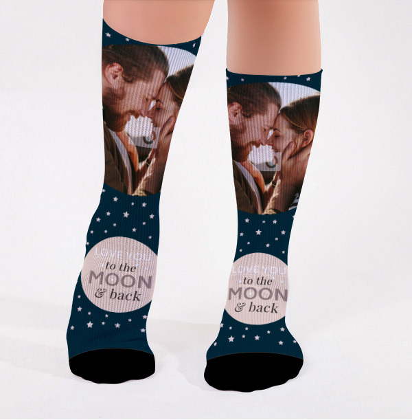 Novelty Photo Socks – “To The Moon” Design, Personalised, One Size