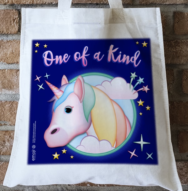 Emoji Unicorn Personalised Tote Bag