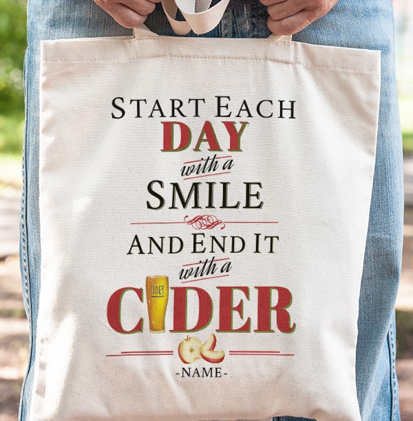 End Each Day With Cider Personalised Tote Bag  