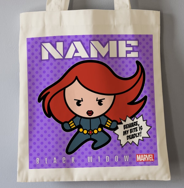 Black Widow Marvel Kawaii Tote Bag | Funky Pigeon