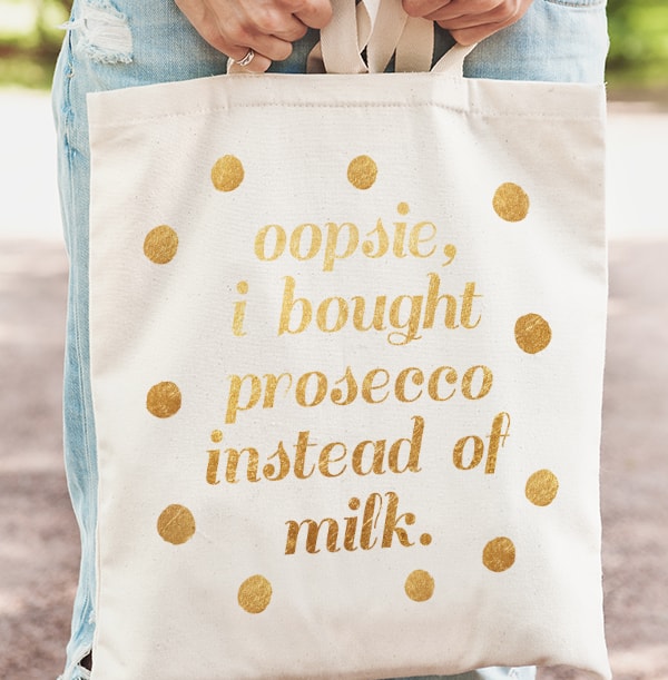 Prosecco Instead of Milk Personalised Tote Bag