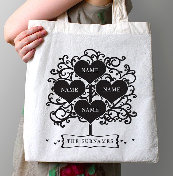 Family Of 4 Personalised Tote Bag