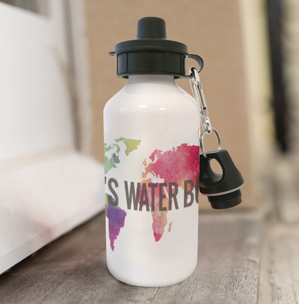 World Map Personalised Water Bottle | Funky Pigeon