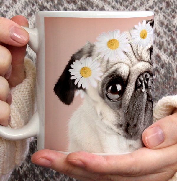 Peace Love & Pugs Personalised Mug