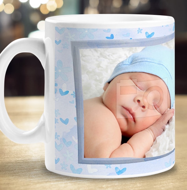 Personalised Mug - Button Nose Baby Boy Photo Upload