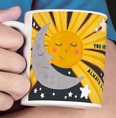 Sun Moon and Stars Valentines Personalised Mug