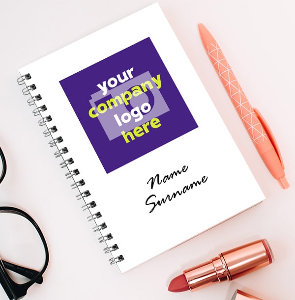 Company Logo White Personalised Notebook Funky Pigeon