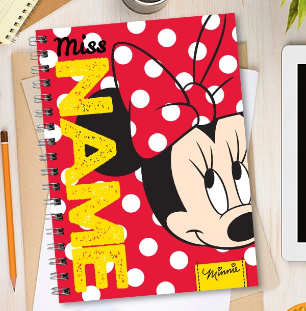 Minnie Mouse Personalised Notebook, Red & White Funky Pigeon