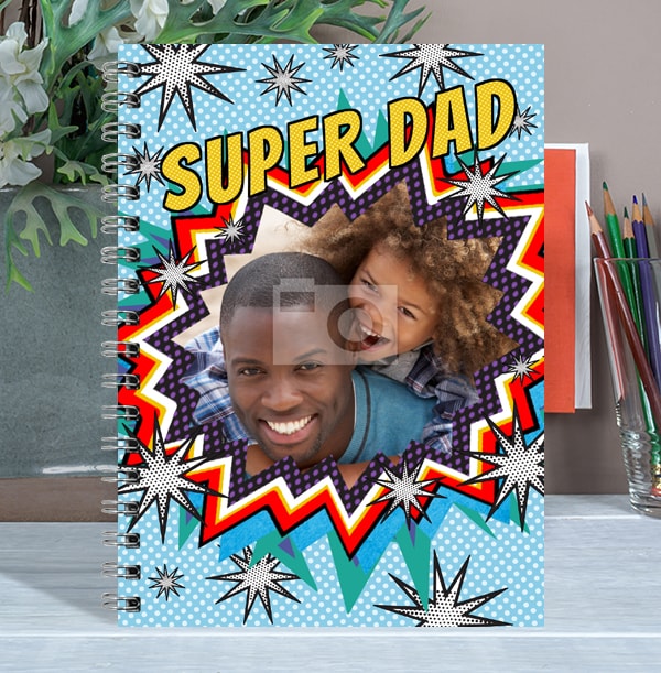 Super Dad Photo Upload Notebook, Comic Style