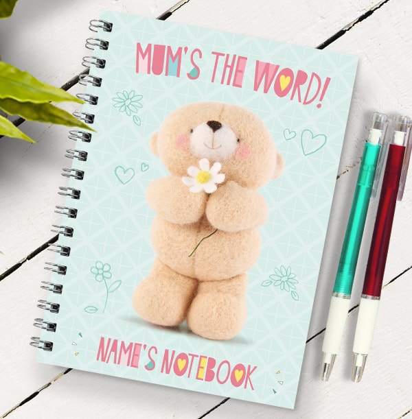 Teddy Bear Personalised Notebook, Mum's The Word