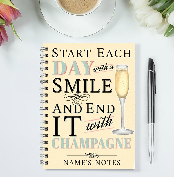 Personalised Champagne Notebook, End Each Day