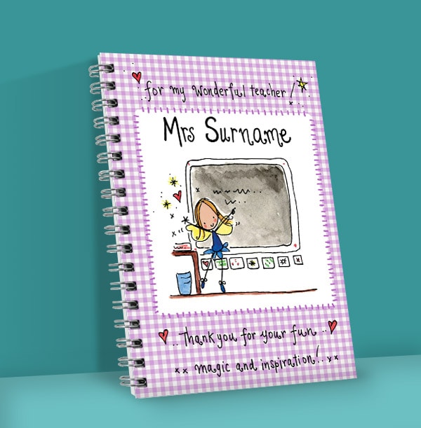 Thank You Teacher Personalised Notebook, Juicy Lucy
