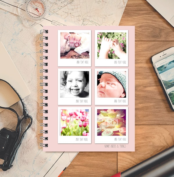 Pink New Baby Photo Collage Notebook