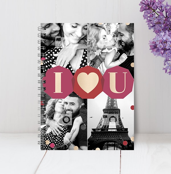 I Heart U Multi Photo Notebook