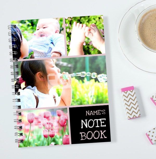 4 Photo Personalised Name Notebook