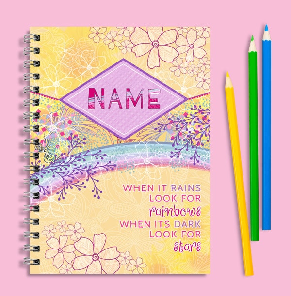 Look For Rainbows Personalised Inspirational Notebook