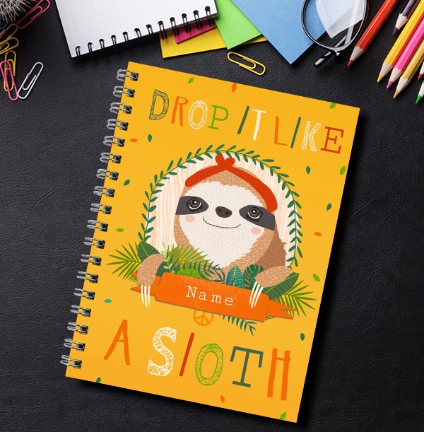 Like A Sloth Personalised Notebook, Yellow