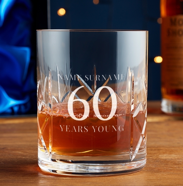 Engraved Crystallite Whisky Tumbler - 60th Birthday