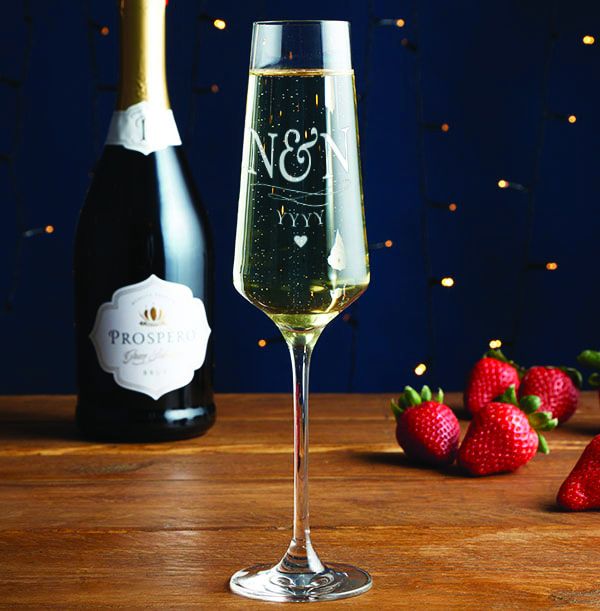 Engraved Anniversary Champagne Glass Funky Pigeon