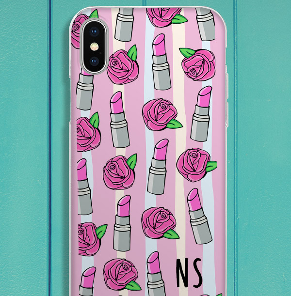 Lipstick & Roses Initials iPhone Case