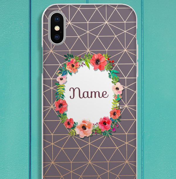 Geometric & Floral Personalised iPhone Case