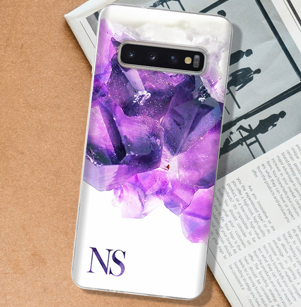 Purple Pattern & Initials Personalised Samsung Case
