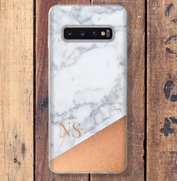 Marble & Copper Samsung Phone Case with Initials