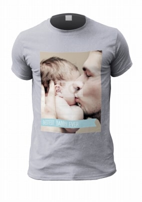 Personalised Photo T-Shirt With Single Blue Banner