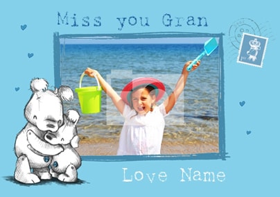 Miss You Gran Personalised Postcard - Blue