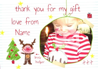 Reindeer Kids Christmas Thank You Postcard | Funky Pigeon
