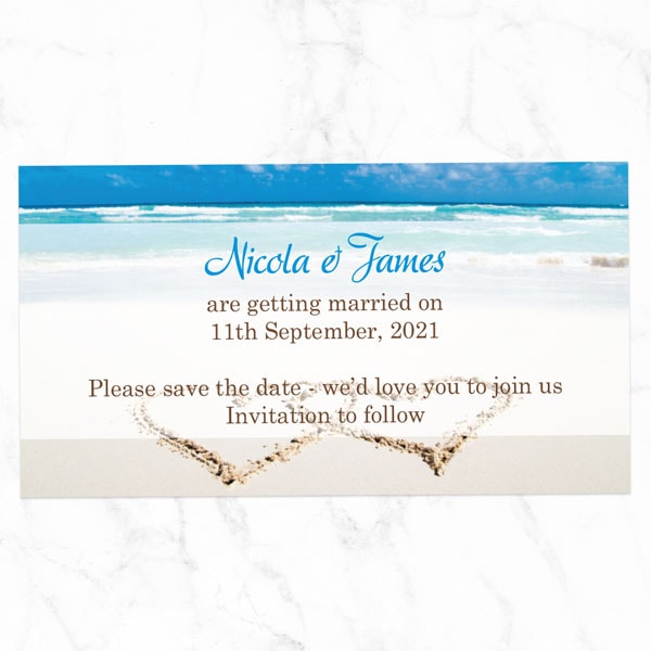 Exotic Beach Hearts Save The Date Magnets Funky Pigeon