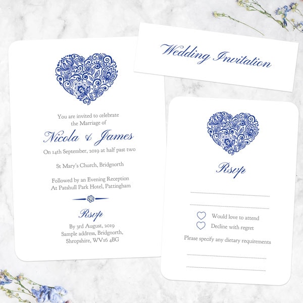 Antique Lace Heart Boutique Wedding Invitation Rsvp Funky Pigeon